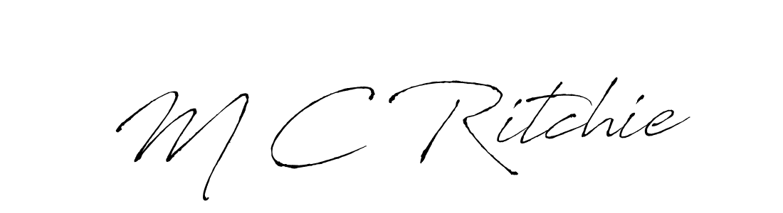 Antro_Vectra is a professional signature style that is perfect for those who want to add a touch of class to their signature. It is also a great choice for those who want to make their signature more unique. Get M C Ritchie name to fancy signature for free. M C Ritchie signature style 6 images and pictures png