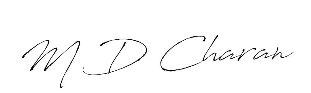 The best way (Antro_Vectra) to make a short signature is to pick only two or three words in your name. The name M D Charan include a total of six letters. For converting this name. M D Charan signature style 6 images and pictures png