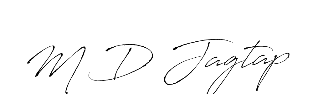 The best way (Antro_Vectra) to make a short signature is to pick only two or three words in your name. The name M D Jagtap include a total of six letters. For converting this name. M D Jagtap signature style 6 images and pictures png