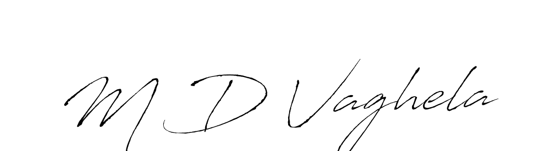 The best way (Antro_Vectra) to make a short signature is to pick only two or three words in your name. The name M D Vaghela include a total of six letters. For converting this name. M D Vaghela signature style 6 images and pictures png