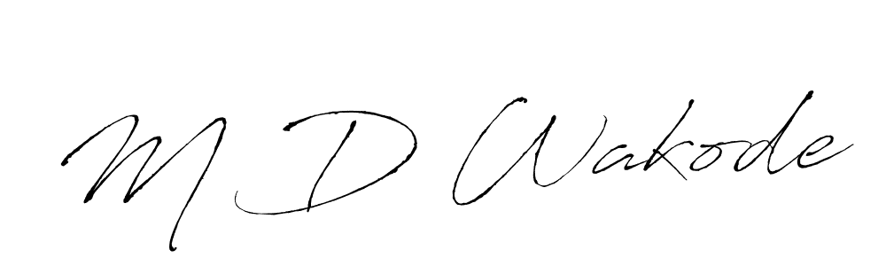 if you are searching for the best signature style for your name M D Wakode. so please give up your signature search. here we have designed multiple signature styles  using Antro_Vectra. M D Wakode signature style 6 images and pictures png