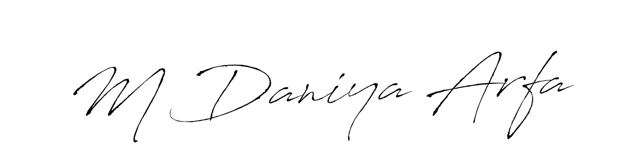 Make a short M Daniya Arfa signature style. Manage your documents anywhere anytime using Antro_Vectra. Create and add eSignatures, submit forms, share and send files easily. M Daniya Arfa signature style 6 images and pictures png