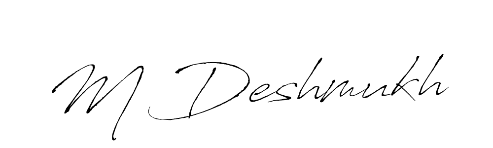 if you are searching for the best signature style for your name M Deshmukh. so please give up your signature search. here we have designed multiple signature styles  using Antro_Vectra. M Deshmukh signature style 6 images and pictures png
