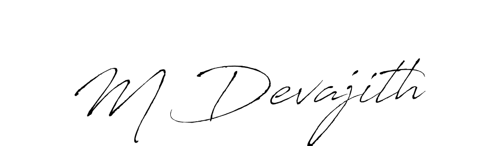 How to make M Devajith name signature. Use Antro_Vectra style for creating short signs online. This is the latest handwritten sign. M Devajith signature style 6 images and pictures png