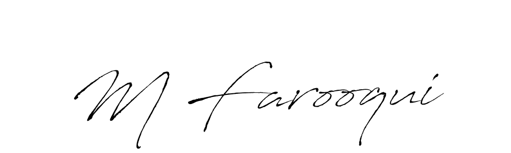 Design your own signature with our free online signature maker. With this signature software, you can create a handwritten (Antro_Vectra) signature for name M Farooqui. M Farooqui signature style 6 images and pictures png