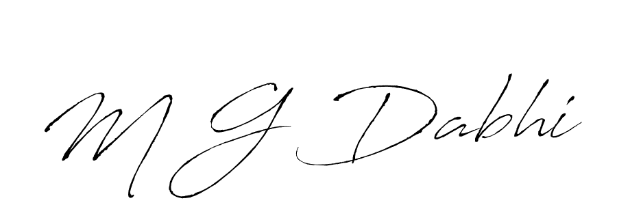 How to make M G Dabhi name signature. Use Antro_Vectra style for creating short signs online. This is the latest handwritten sign. M G Dabhi signature style 6 images and pictures png