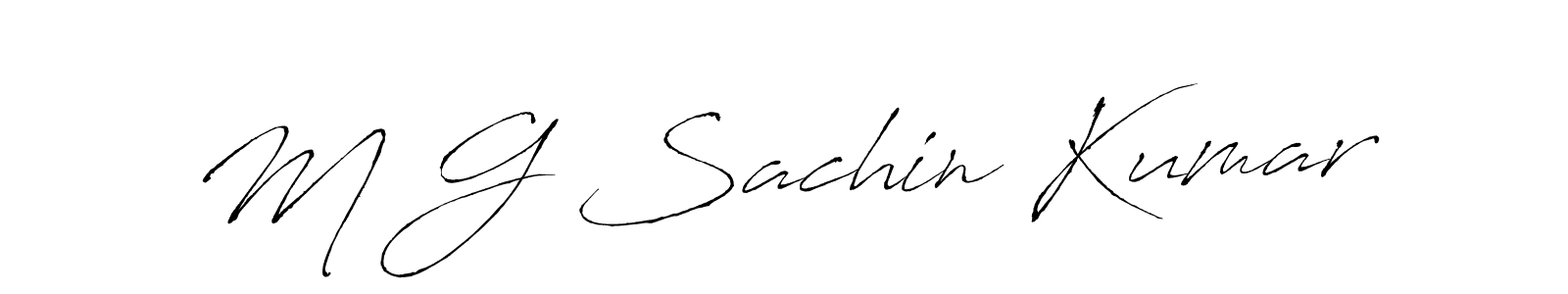 You should practise on your own different ways (Antro_Vectra) to write your name (M G Sachin Kumar) in signature. don't let someone else do it for you. M G Sachin Kumar signature style 6 images and pictures png