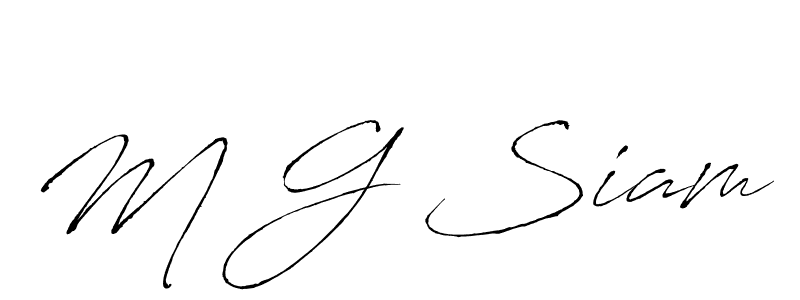 Make a beautiful signature design for name M G Siam. With this signature (Antro_Vectra) style, you can create a handwritten signature for free. M G Siam signature style 6 images and pictures png