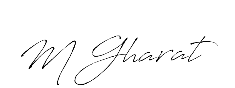 How to make M Gharat name signature. Use Antro_Vectra style for creating short signs online. This is the latest handwritten sign. M Gharat signature style 6 images and pictures png