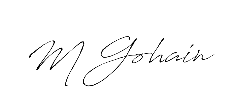 Make a beautiful signature design for name M Gohain. With this signature (Antro_Vectra) style, you can create a handwritten signature for free. M Gohain signature style 6 images and pictures png
