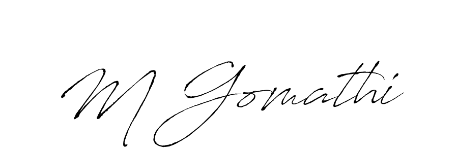 Create a beautiful signature design for name M Gomathi. With this signature (Antro_Vectra) fonts, you can make a handwritten signature for free. M Gomathi signature style 6 images and pictures png