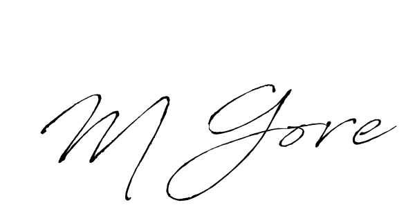 Make a beautiful signature design for name M Gore. With this signature (Antro_Vectra) style, you can create a handwritten signature for free. M Gore signature style 6 images and pictures png