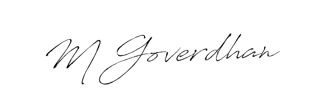 The best way (Antro_Vectra) to make a short signature is to pick only two or three words in your name. The name M Goverdhan include a total of six letters. For converting this name. M Goverdhan signature style 6 images and pictures png