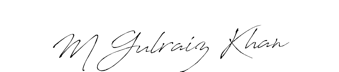 Make a beautiful signature design for name M Gulraiz Khan. With this signature (Antro_Vectra) style, you can create a handwritten signature for free. M Gulraiz Khan signature style 6 images and pictures png