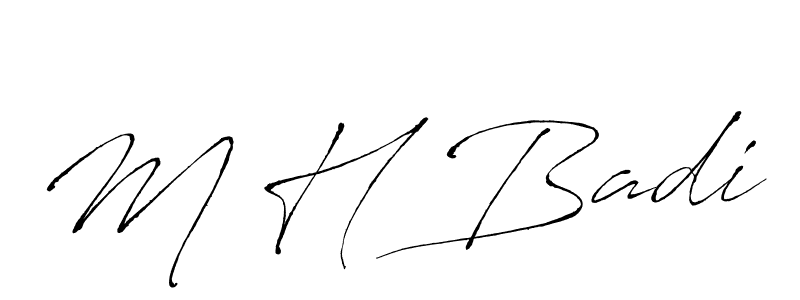 if you are searching for the best signature style for your name M H Badi. so please give up your signature search. here we have designed multiple signature styles  using Antro_Vectra. M H Badi signature style 6 images and pictures png