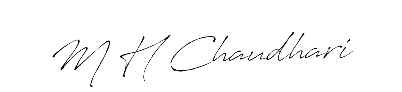 How to make M H Chaudhari name signature. Use Antro_Vectra style for creating short signs online. This is the latest handwritten sign. M H Chaudhari signature style 6 images and pictures png