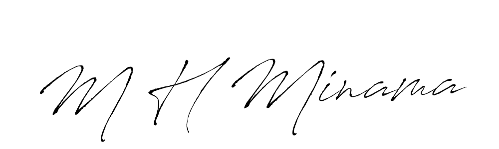 The best way (Antro_Vectra) to make a short signature is to pick only two or three words in your name. The name M H Minama include a total of six letters. For converting this name. M H Minama signature style 6 images and pictures png