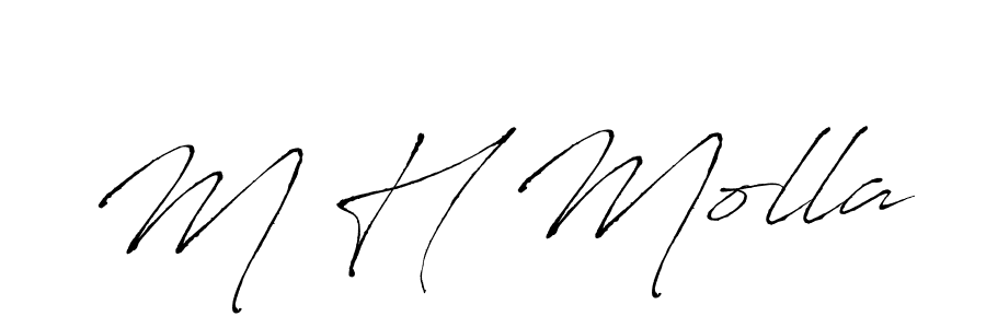 Use a signature maker to create a handwritten signature online. With this signature software, you can design (Antro_Vectra) your own signature for name M H Molla. M H Molla signature style 6 images and pictures png