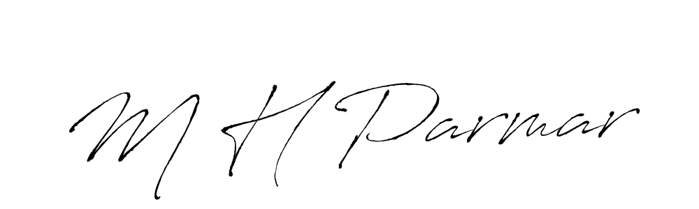 if you are searching for the best signature style for your name M H Parmar. so please give up your signature search. here we have designed multiple signature styles  using Antro_Vectra. M H Parmar signature style 6 images and pictures png