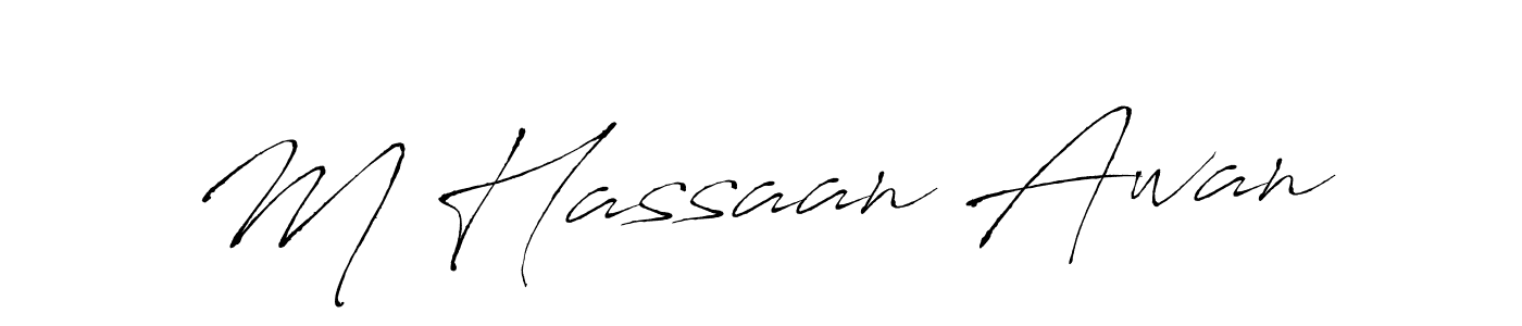 Create a beautiful signature design for name M Hassaan Awan. With this signature (Antro_Vectra) fonts, you can make a handwritten signature for free. M Hassaan Awan signature style 6 images and pictures png