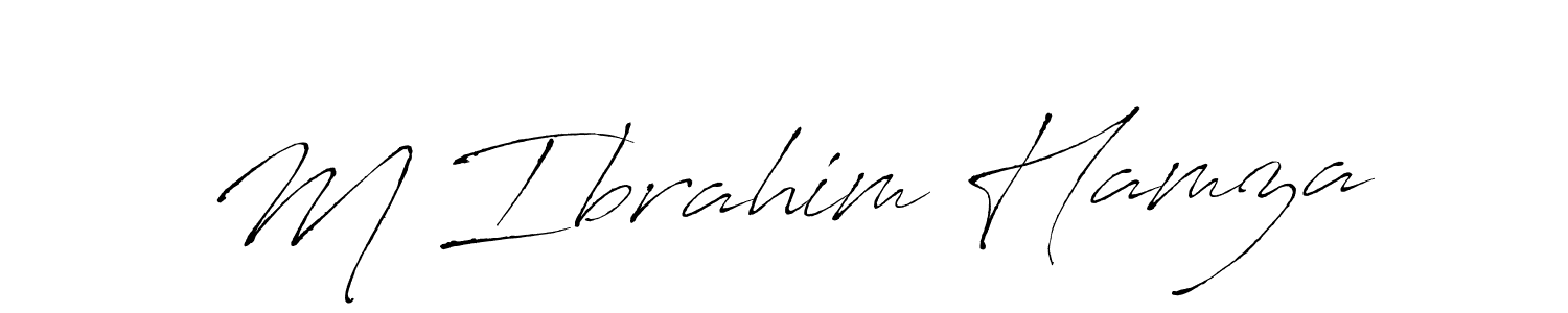 How to make M Ibrahim Hamza name signature. Use Antro_Vectra style for creating short signs online. This is the latest handwritten sign. M Ibrahim Hamza signature style 6 images and pictures png