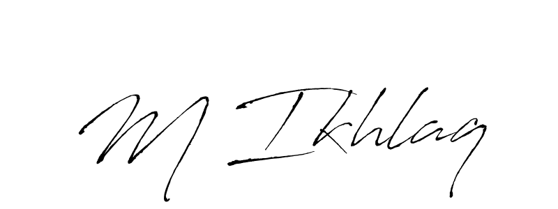 How to make M Ikhlaq name signature. Use Antro_Vectra style for creating short signs online. This is the latest handwritten sign. M Ikhlaq signature style 6 images and pictures png