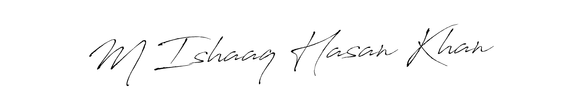 This is the best signature style for the M Ishaaq Hasan Khan name. Also you like these signature font (Antro_Vectra). Mix name signature. M Ishaaq Hasan Khan signature style 6 images and pictures png