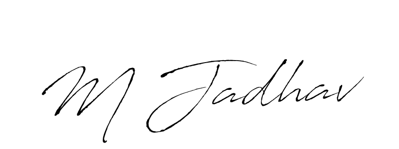 if you are searching for the best signature style for your name M Jadhav. so please give up your signature search. here we have designed multiple signature styles  using Antro_Vectra. M Jadhav signature style 6 images and pictures png