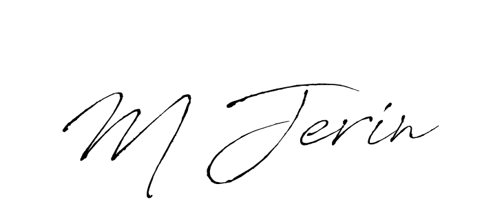 How to make M Jerin name signature. Use Antro_Vectra style for creating short signs online. This is the latest handwritten sign. M Jerin signature style 6 images and pictures png