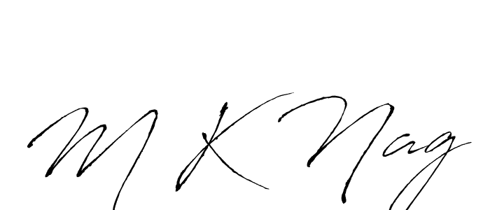 The best way (Antro_Vectra) to make a short signature is to pick only two or three words in your name. The name M K Nag include a total of six letters. For converting this name. M K Nag signature style 6 images and pictures png