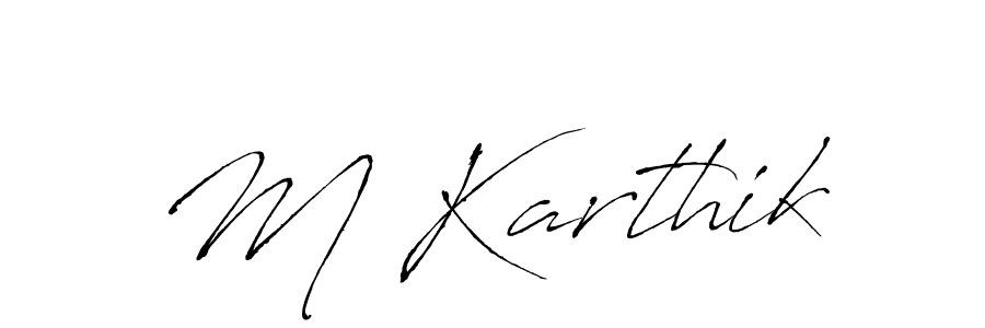 Design your own signature with our free online signature maker. With this signature software, you can create a handwritten (Antro_Vectra) signature for name M Karthik. M Karthik signature style 6 images and pictures png