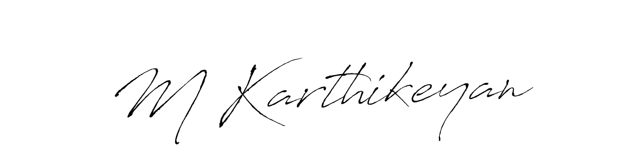 Make a beautiful signature design for name M Karthikeyan. With this signature (Antro_Vectra) style, you can create a handwritten signature for free. M Karthikeyan signature style 6 images and pictures png