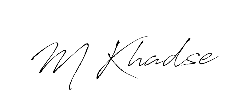 How to make M Khadse name signature. Use Antro_Vectra style for creating short signs online. This is the latest handwritten sign. M Khadse signature style 6 images and pictures png