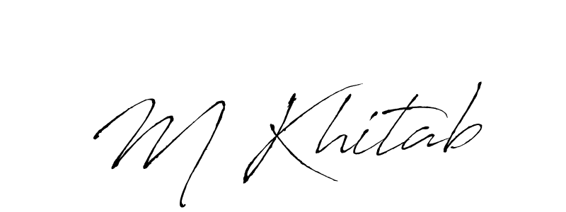 How to make M Khitab name signature. Use Antro_Vectra style for creating short signs online. This is the latest handwritten sign. M Khitab signature style 6 images and pictures png