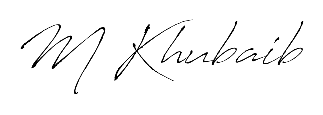 The best way (Antro_Vectra) to make a short signature is to pick only two or three words in your name. For converting this name M Khubaib. M Khubaib signature style 6 images and pictures png