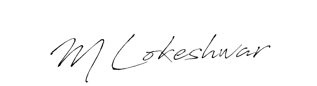 How to make M Lokeshwar name signature. Use Antro_Vectra style for creating short signs online. This is the latest handwritten sign. M Lokeshwar signature style 6 images and pictures png