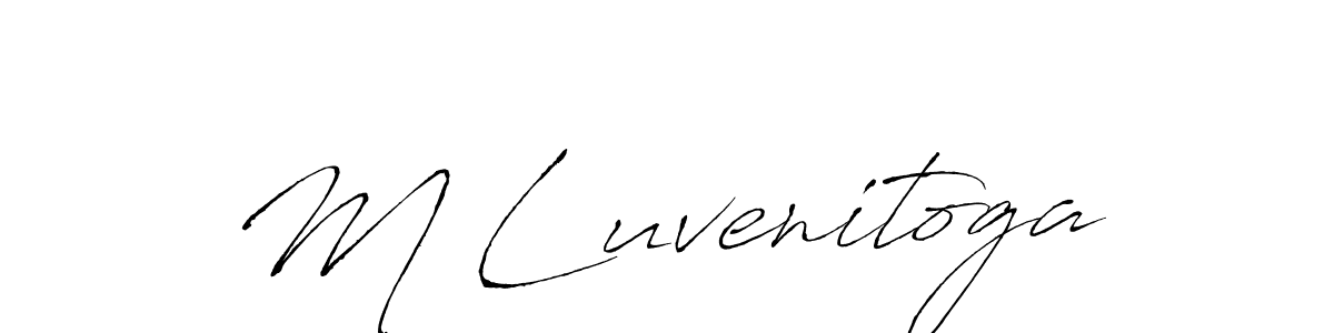 How to make M Luvenitoga name signature. Use Antro_Vectra style for creating short signs online. This is the latest handwritten sign. M Luvenitoga signature style 6 images and pictures png