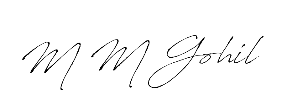 Create a beautiful signature design for name M M Gohil. With this signature (Antro_Vectra) fonts, you can make a handwritten signature for free. M M Gohil signature style 6 images and pictures png