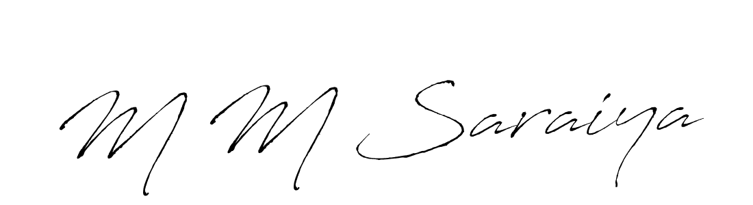 How to make M M Saraiya name signature. Use Antro_Vectra style for creating short signs online. This is the latest handwritten sign. M M Saraiya signature style 6 images and pictures png