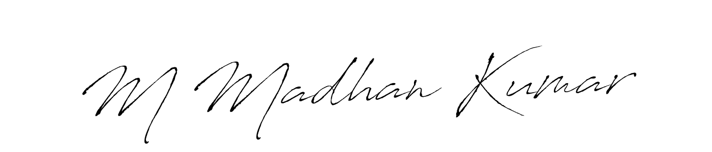 Design your own signature with our free online signature maker. With this signature software, you can create a handwritten (Antro_Vectra) signature for name M Madhan Kumar. M Madhan Kumar signature style 6 images and pictures png