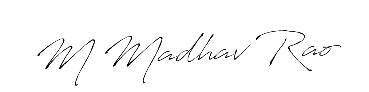 The best way (Antro_Vectra) to make a short signature is to pick only two or three words in your name. The name M Madhav Rao include a total of six letters. For converting this name. M Madhav Rao signature style 6 images and pictures png