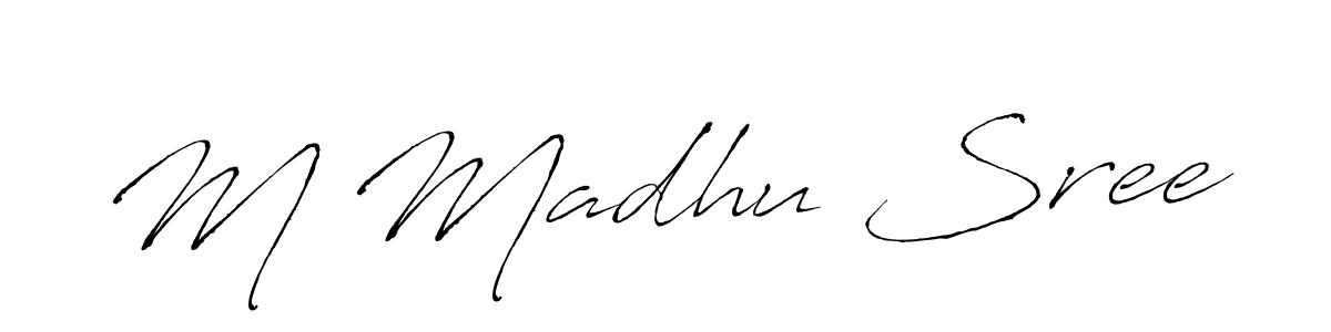 You should practise on your own different ways (Antro_Vectra) to write your name (M Madhu Sree) in signature. don't let someone else do it for you. M Madhu Sree signature style 6 images and pictures png