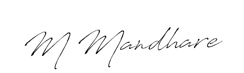 The best way (Antro_Vectra) to make a short signature is to pick only two or three words in your name. The name M Mandhare include a total of six letters. For converting this name. M Mandhare signature style 6 images and pictures png