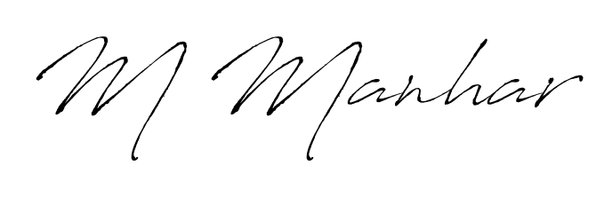 Create your official email sign-off with M Manhar name in Antro_Vectra style. Crisp, clean, and perfectly legible across all screens. M Manhar signature style 6 images and pictures png