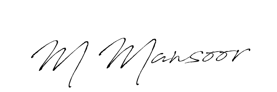 Use a signature maker to create a handwritten signature online. With this signature software, you can design (Antro_Vectra) your own signature for name M Mansoor. M Mansoor signature style 6 images and pictures png