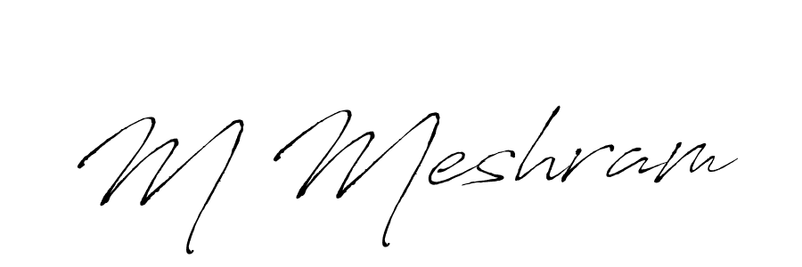 How to make M Meshram name signature. Use Antro_Vectra style for creating short signs online. This is the latest handwritten sign. M Meshram signature style 6 images and pictures png