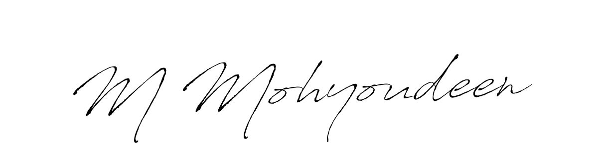Use a signature maker to create a handwritten signature online. With this signature software, you can design (Antro_Vectra) your own signature for name M Mohyoudeen. M Mohyoudeen signature style 6 images and pictures png