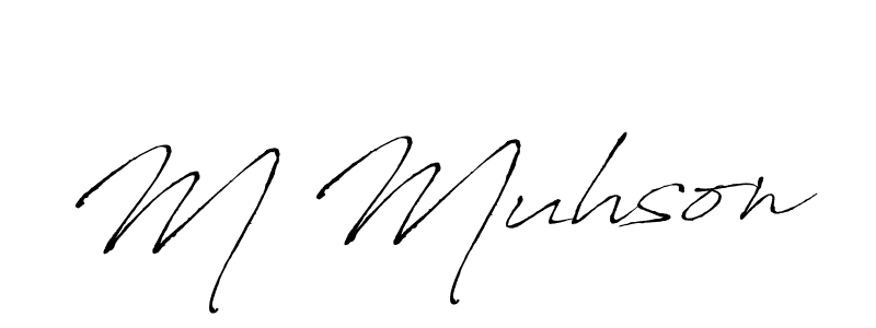 M Muhson stylish signature style. Best Handwritten Sign (Antro_Vectra) for my name. Handwritten Signature Collection Ideas for my name M Muhson. M Muhson signature style 6 images and pictures png