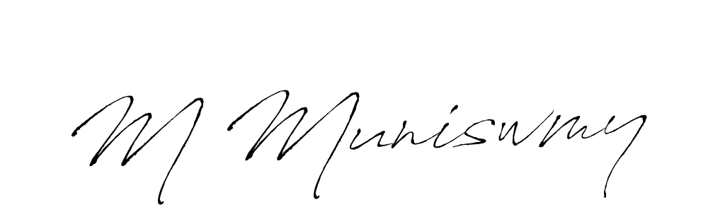 Antro_Vectra is a professional signature style that is perfect for those who want to add a touch of class to their signature. It is also a great choice for those who want to make their signature more unique. Get M Muniswmy name to fancy signature for free. M Muniswmy signature style 6 images and pictures png