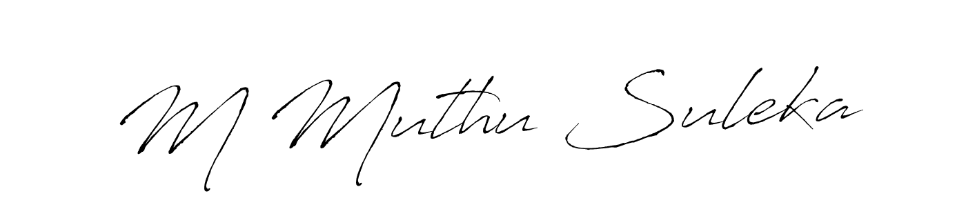if you are searching for the best signature style for your name M Muthu Suleka. so please give up your signature search. here we have designed multiple signature styles  using Antro_Vectra. M Muthu Suleka signature style 6 images and pictures png